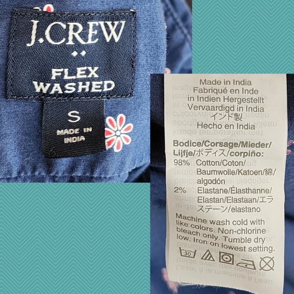 J. Crew Navy Floral Printed Flex Washed Shirt - Picture 4 of 4